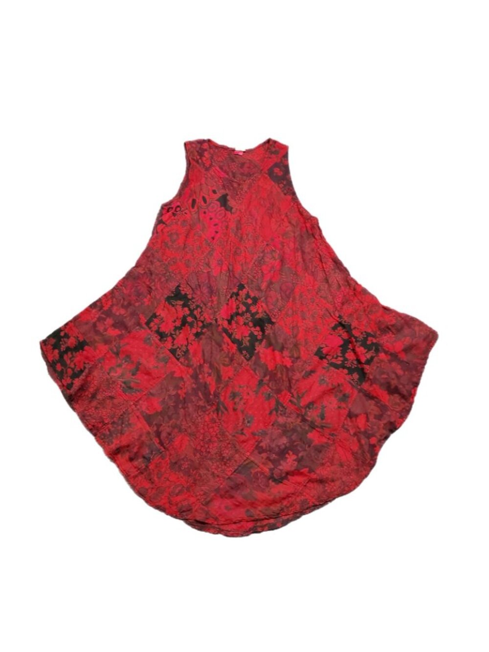 Tunic Tank Dress Winged Horse Pool Coverup Sleevless India Red Boho Beachcore - Picture 2 of 11